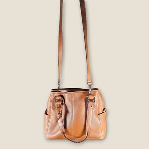 Fossil Brown Leather Satchel Handbag Crossbody Bag Purse Key Accent